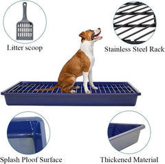 Pet potty training toilet, Sturdy leak-proof dog training tray with Stainless steel grid and Litter scoop, Ideal for medium to large breeds, Keeps paws dry and floors clean 65 cm