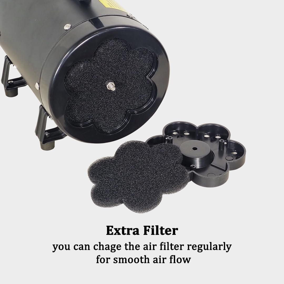 Dog Grooming - Pet Grooming Hair Dryer Blower Vacuum for Cat & Dogs- 240V Blowing Machine with Adjustable Speed & Heat, Low-Noise Design, Durable ABS Body, Portable Handle,3 Nozzles,(Black)