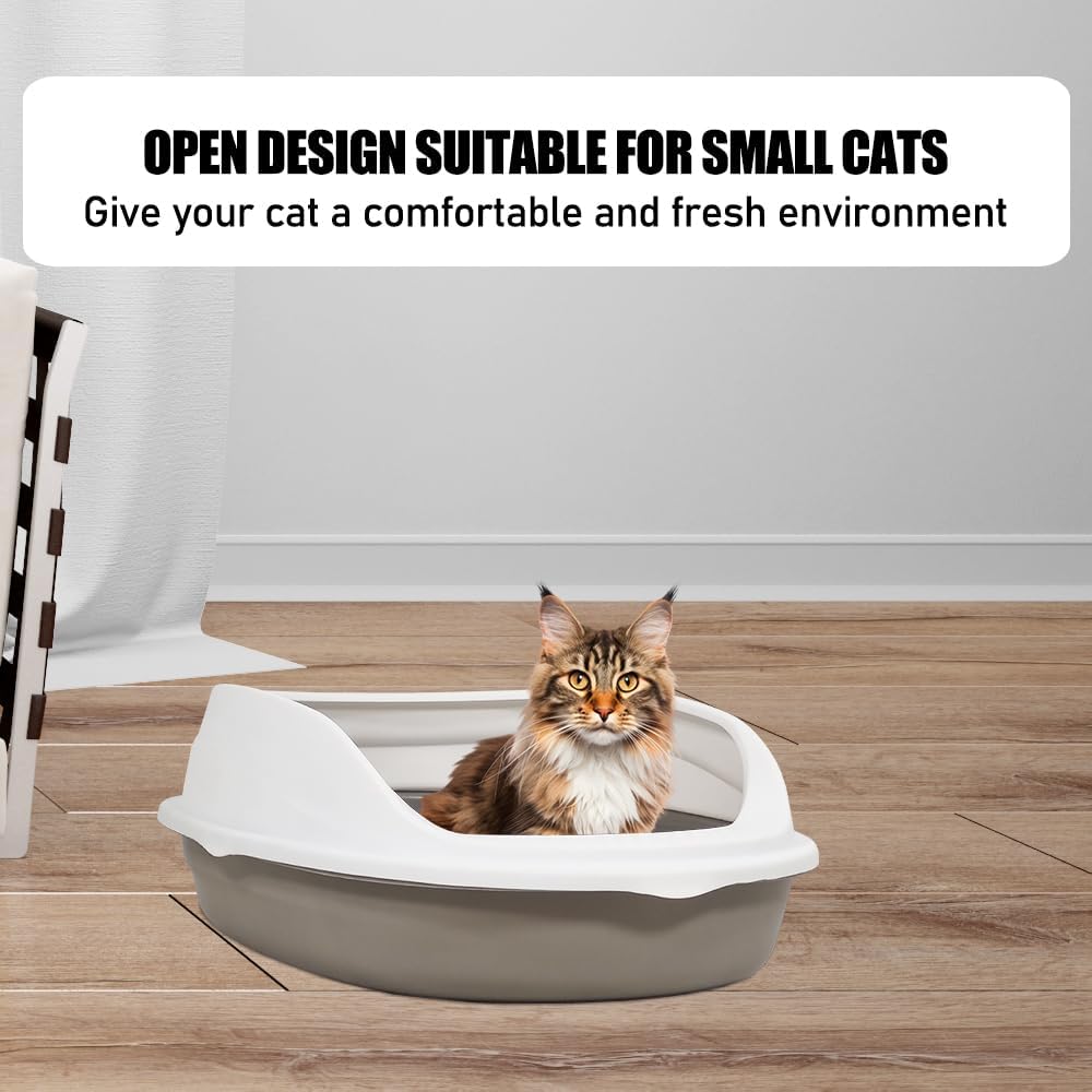 Cat litter box with Durable plastic, Splash-proof design, Detachable design, and Litter scoop, Semi-enclosed cat toilet for small cats, Ideal for indoor/outdoor use, Easy to clean 38 cm