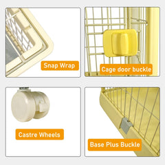 Cat cage for indoor & outdoor, Durable 2-tier metal wire cat cage with 2 lockable doors, Wide platforms, Climbing ladder, and Universal wheels, Suitable for Multi-cat household 120 cm (Yellow)