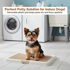 Dog potty training tray with Removable plastic grid and Non-slip base, Leak-proof dog toilet pad holder for Puppies & Small dogs, Indoor & Outdoor use, Easy to clean, 55 cm