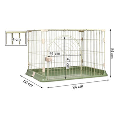 Cat Cage Indoor | Pet Playpen Cage | Metal Wire Single-layer Cat Crate with Splash-Proof Base & Spring Door Lock | Ideal for Indoor/Outdoor Use | Easy to Assemble (Green, 84cm)