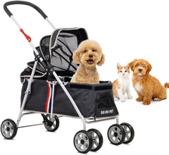 Large Dog Stroller | Pet Stroller for Cats & Dogs with Adjustable Canopy & Spacious Interior | Lightweight & Foldable | | Storage Bag & Wheels | Travel & Outdoor Cat Stroller 91cm (Black)