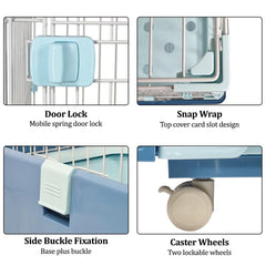 Cat cage playpen for Multi-cat household, 3-tier cat cage with Cozy hammock, Wide platform, Climbing ladder, Build-in litter box, and Universal wheels, Ideal for indoor/outdoor use 133 cm (Blue)