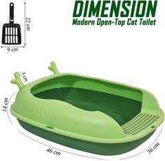 Enclosed cat litter box with Scoop, Durable plastic & High sided, 46 cm Kitty litter tray with Removable Grid, Anti-splash, Detachable and Easy to clean, Ideal for Kitten to large Indoor cats