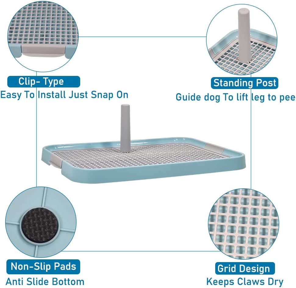 Pet training dog toilet, Durable plastic pee pad holder with Detachable pee post, Grid design, and Non-slip bottom, Suitable for small to medium dogs, Ideal for both indoor and outdoor 51 cm