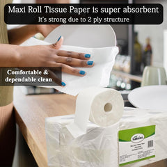 Tissue paper with Virgin pulp and Embossed design, Multi-purpose cleaning wipes, Suitable for Home, Restaurant, Travel, and Hotel bathroom, Dust-free toilet paper, 1 Pack of 6 Rolls 53 cm (White)