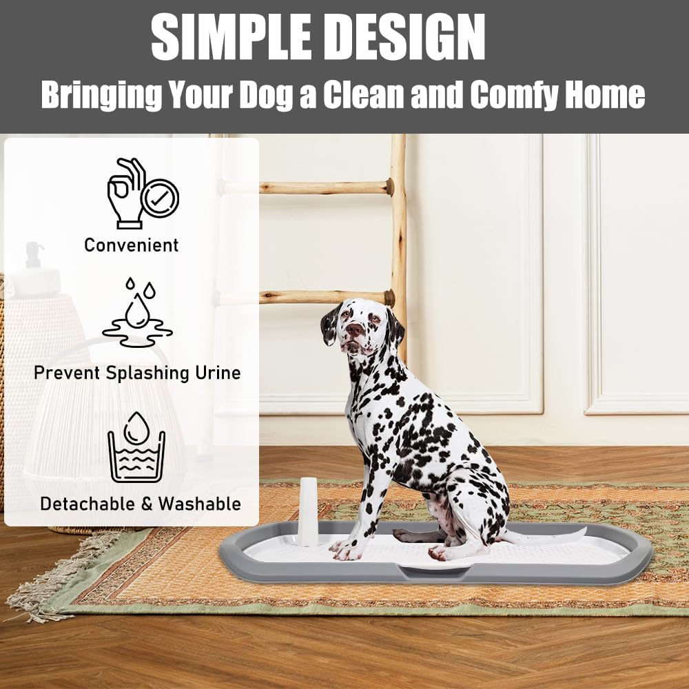 Dog potty training toilet for medium to large dogs, Durable plastic dog training pad holder with Detachable pee post, Carrying handle, and Grid design, Ideal for indoor & outdoor 66 cm