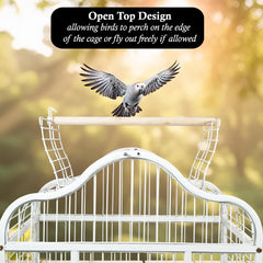 Bird Cage Large with Open-Top Design, Parrots, Parakeet, Macaw | Feeding Bowls & Wooden Perches | Removable Tray & Universal Wheels | Suitable for All Birds
