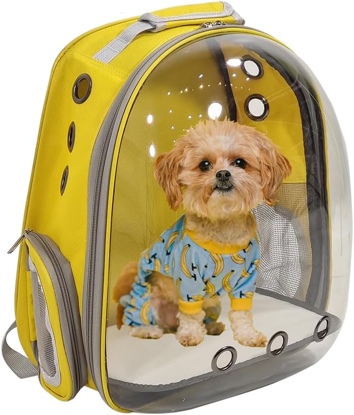Pet backpack, Transparent breathable portable carrying bag, Airline-approved for cats and small dogs, Pet carrier designed for Travel, Hiking, and shopping outdoor