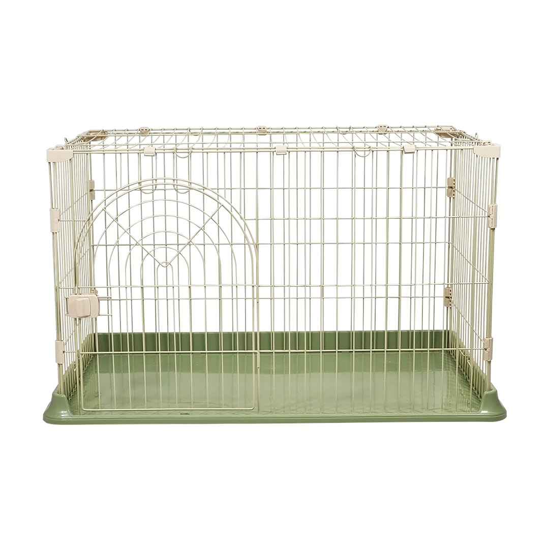 Cat Cage Indoor | Pet Playpen Cage | Metal Wire Single-layer Cat Crate with Splash-Proof Base & Spring Door Lock | Ideal for Indoor/Outdoor Use | Easy to Assemble (Green, 100cm)