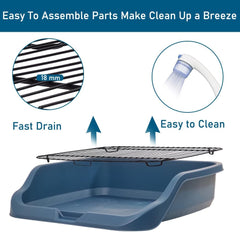 Dog toilet for small to medium dogs, Durable pet potty training tray with Raised design, shovel, and Detachable stainless steel grid, Ideal for indoor & outdoor, Easy to clean 53 cm