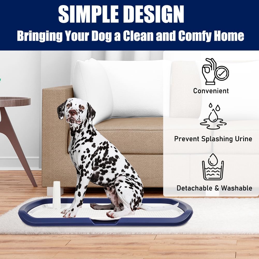 Dog potty training toilet for medium to large dogs, Durable plastic dog training pad holder with Detachable pee post, Carrying handle, and Grid design, Ideal for indoor & outdoor 66 cm