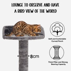 Cat tree activity center with Curved perch, Sisal scratching post, and Cozy cat condo, Durable cat tree tower for indoor cats, Multi-functional feline tower, Easy assembly 102 cm (Grey)