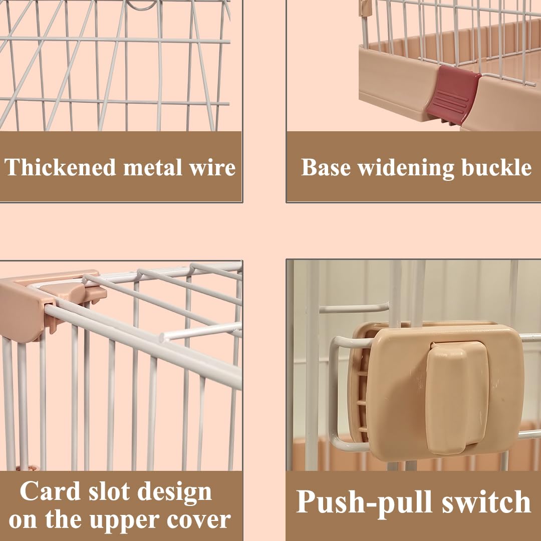 Cat cage with Metal wire and Lockable door, Multi-feature enclosed cat condo for Medium to large cats, Durable construction, Ideal for indoor/outdoor, Easy to assemble 74 cm (Pink)