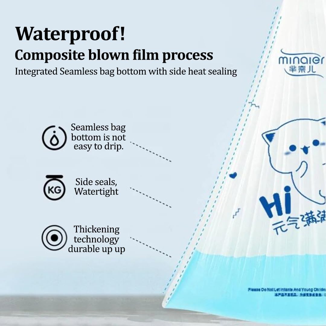 Drawstring garbage bags with Leak-proof design, Multi-purpose high-density polyethylene disposable trash bags, Suitable for Kitchen, Bathroom, Living room, and Office, 100 Counts (White)