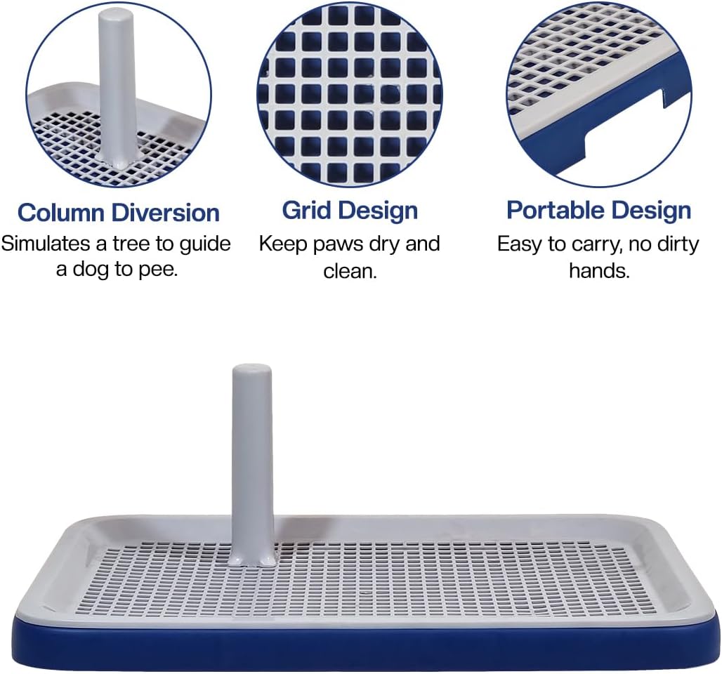 Dog potty training toilet with Pee guide post, Grid design, and Portable design, Durable plastic dog toilet for small to medium dogs, Ideal for Indoor/Outdoor use, 51 cm