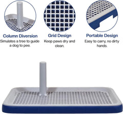 Dog potty training toilet with Pee guide post, Grid design, and Portable design, Durable plastic dog toilet for small to medium dogs, Ideal for Indoor/Outdoor use, 51 cm