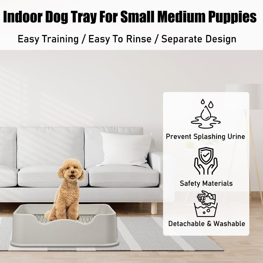Pet dog toilet with Litter scoop, Stainless steel mesh wire, and Anti-slip bottom, Dog potty tray with training toilet for small to medium dogs, Ideal for indoor & outdoor use 52 cm