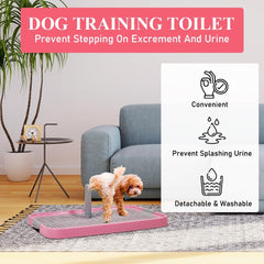 Pet training dog toilet, Durable plastic pee pad holder with Detachable pee post, Grid design, and Non-slip bottom, Suitable for small to medium dogs, Ideal for both indoor and outdoor 51 cm