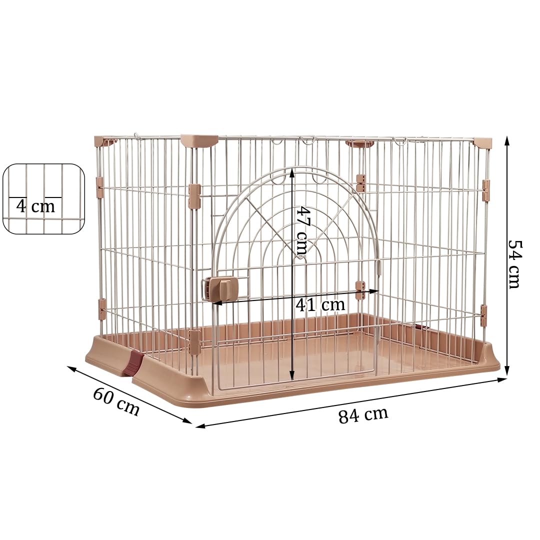 Cat Cage | Metal Wire Pet Cage for Cats & Small Dogs, Single-layer Cat Cage with Splash-proof base and Spring door lock, Ideal for Indoor/Outdoor Use, Easy to Aassemble (Pink, 84cm)