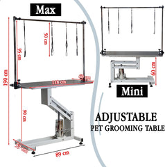 Professional Dog Grooming Table with Z-lift structure, Adjustable Arm, Clamp, and Loop Noose, 190 cm Pet grooming table for All size breed, Salon & Home use, Easy to Clean & Anti-slip desktop (White)