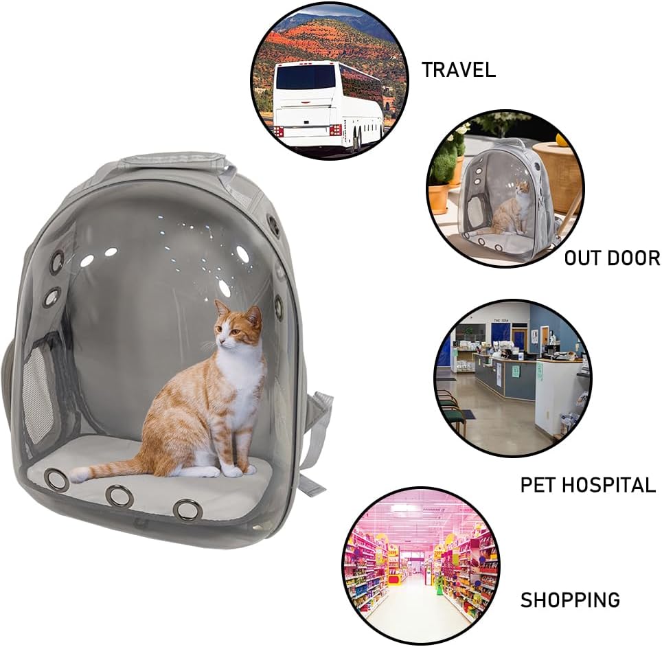 Pet backpack, Transparent breathable portable carrying bag, Airline-approved for cats and small dogs, Pet carrier designed for Travel, Hiking, and shopping outdoor