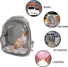 Pet backpack, Transparent breathable portable carrying bag, Airline-approved for cats and small dogs, Pet carrier designed for Travel, Hiking, and shopping outdoor