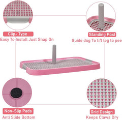 Pet training dog toilet, Durable plastic pee pad holder with Detachable pee post, Grid design, and Non-slip bottom, Suitable for small to medium dogs, Ideal for both indoor and outdoor 51 cm
