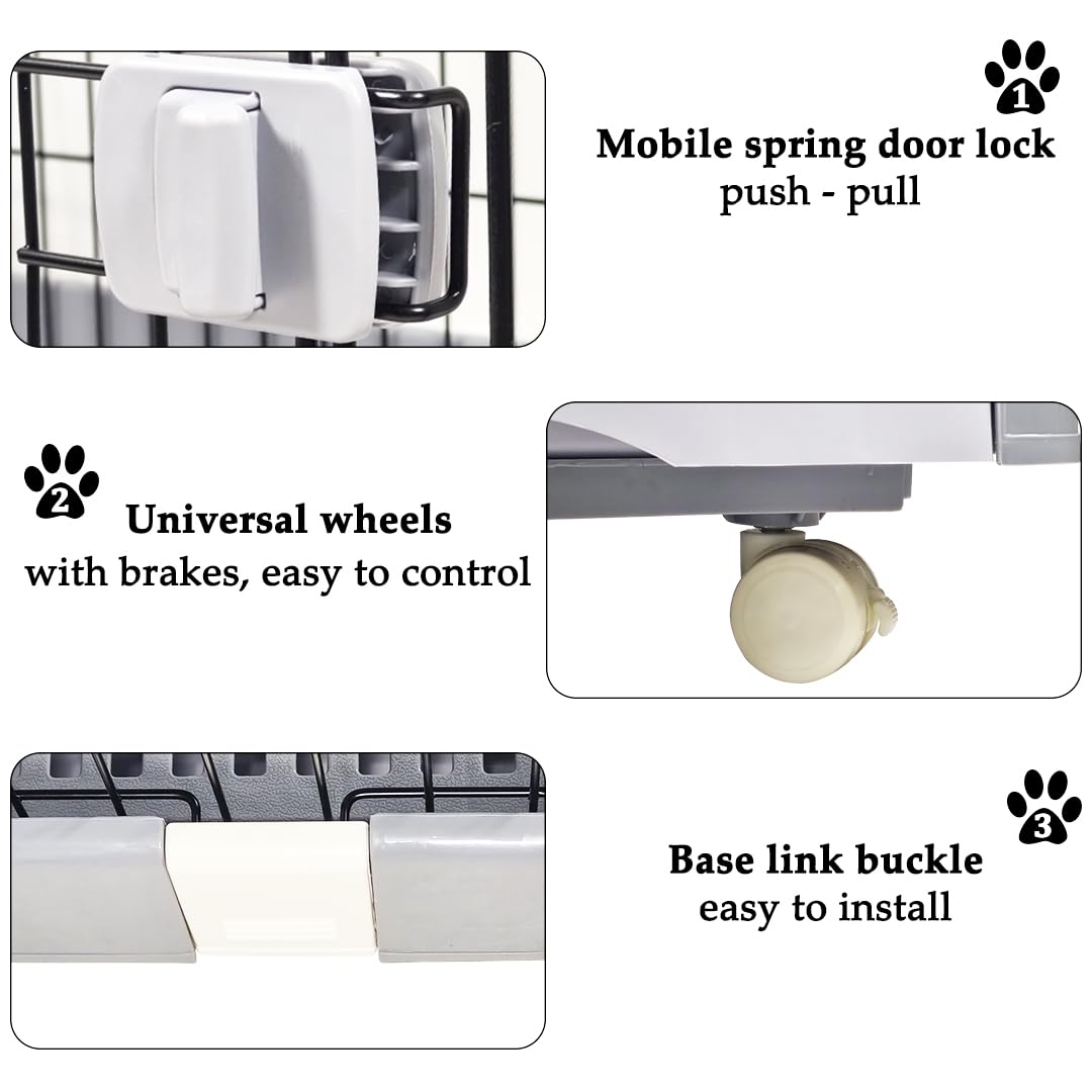 Cat cage with Wide platforms, Cozy hammock, Climbing ladder, Slide-out tray, and Universal wheels, 2-layer metal wire cat cage for Multi-cat households, Ideal for indoor/outdoor 132 cm (Grey)