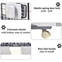 Cat cage with Wide platforms, Cozy hammock, Climbing ladder, Slide-out tray, and Universal wheels, 2-layer metal wire cat cage for Multi-cat households, Ideal for indoor/outdoor 132 cm (Grey)