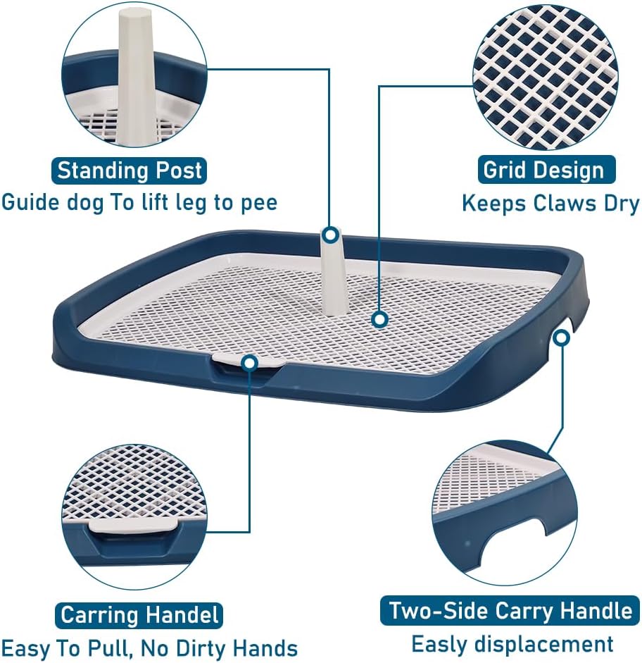 Pet training dog toilet, Reusable dog potty toilet with Grid design and Detachable column design, Durable pee pad holder for Large dogs, Suitable for both indoor & outdoor 66 cm