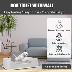 Dog Potty Tray - Dog Toilet for Small to Medium Dogs | Pet Plastic Puppy Training Seat with Splash Proof Design, Stainless Steel Grid & Detachable Pee Post | Indoor & Outdoo