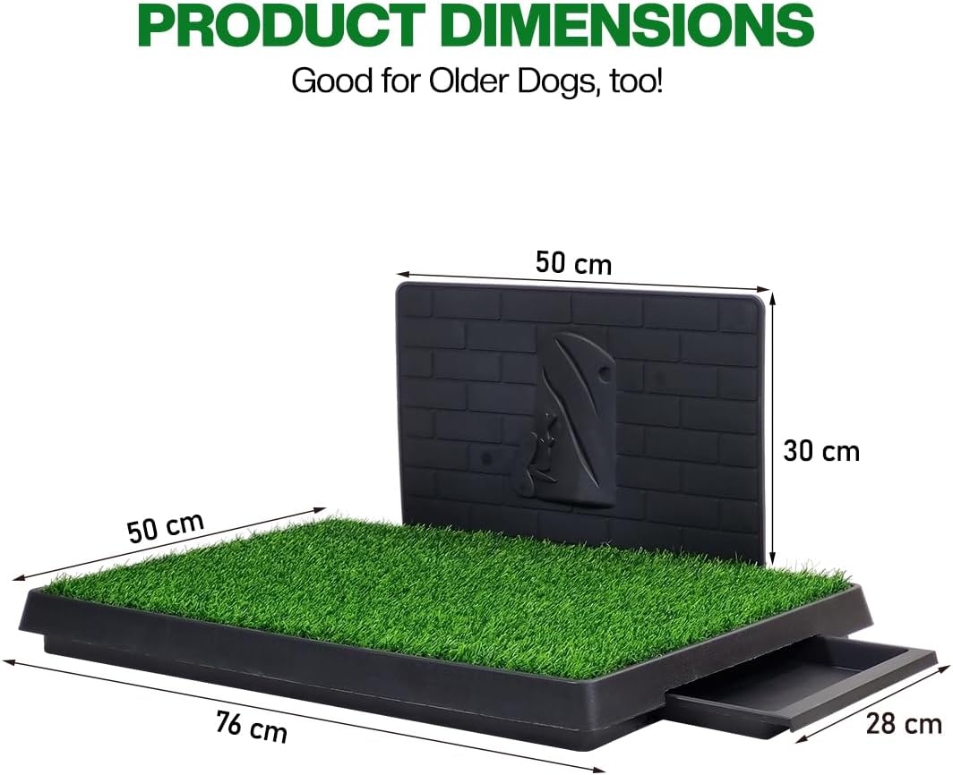 Artificial grass mat dog toilet for Medium to Large Dogs, Dog potty training tray with Pee isolation wall, Detachable design, and Removable tray, Ideal for Indoor/Outdoor use