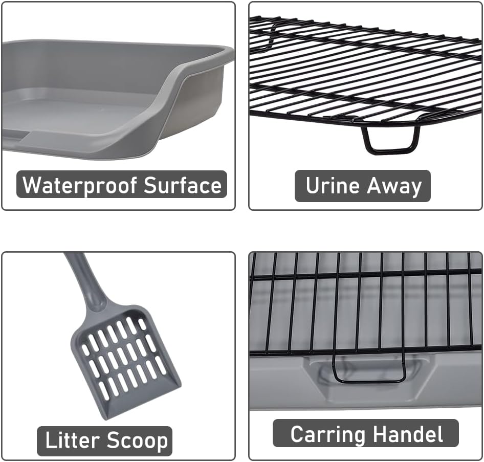 Dog toilet for small to medium dogs, Durable pet potty training tray with Raised design, shovel, and Detachable stainless steel grid, Ideal for indoor & outdoor, Easy to clean 53 cm