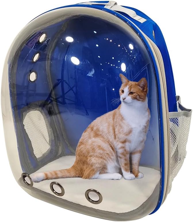 Pet backpack, Transparent breathable portable carrying bag, Airline-approved for cats and small dogs, Pet carrier designed for Travel, Hiking, and shopping outdoor