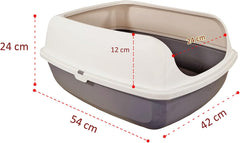 Semi-enclosed cat litter box with Detachable design, Raised edges, and Litter scoop, Durable plastic cat toilet for medium to large cats, Suitable for indoor/outdoor use, Easy to clean 54 cm