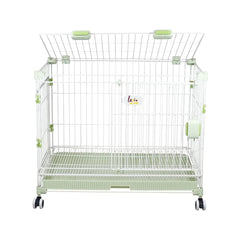 Metal foldable dog cage for medium to large dogs, 31Ã¢ÂÂ Dog kennel with Open-top design, Lockable door, Slide-out tray, and Universal wheels, Indoor/Outdoor use, Easy to assemble, 81 cm (Green)