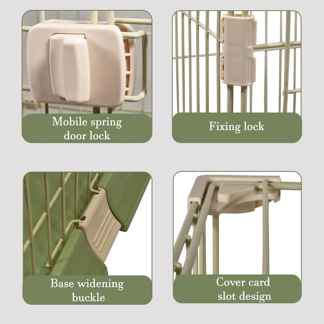 NNC PETS Cat Cage Kennel with 2-lockable Doors - 2-Tiier Metal Wire Pet Cat House Playpen for Indoor Cats - Cozy Hammock, Climbing Ladder, Drawer Tray & Universal Wheels, Easy Assembly (Green, 108 cm)