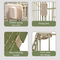 NNC PETS Cat Cage Kennel with 2-lockable Doors - 2-Tiier Metal Wire Pet Cat House Playpen for Indoor Cats - Cozy Hammock, Climbing Ladder, Drawer Tray & Universal Wheels, Easy Assembly (Green, 108 cm)