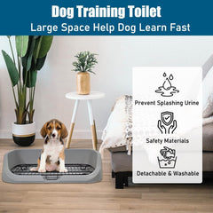 Dog toilet for small to medium dogs, Durable pet potty training tray with Raised design, shovel, and Detachable stainless steel grid, Ideal for indoor & outdoor, Easy to clean 53 cm