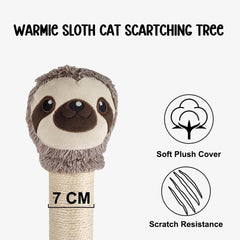 Cat tree scratcher for indoor cats, Durable cat tree activity center with Warmie sloth design, Sisal scratching design, Punching ball, and Sturdy base, Cat climbing frame. Easy assembly 95 cm (Beige)