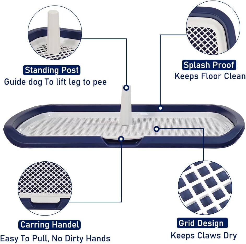 Dog potty training toilet for medium to large dogs, Durable plastic dog training pad holder with Detachable pee post, Carrying handle, and Grid design, Ideal for indoor & outdoor 66 cm