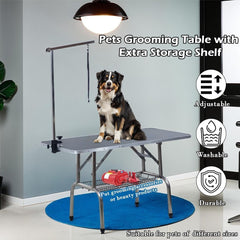 Pet Grooming Table – Heavy-Duty Dog Grooming Table for Dogs & Cats – Adjustable Height, Foldable Design, Storage Shelf & Waterproof Surface, Ideal For Bathing & Grooming, 184cm (Black)