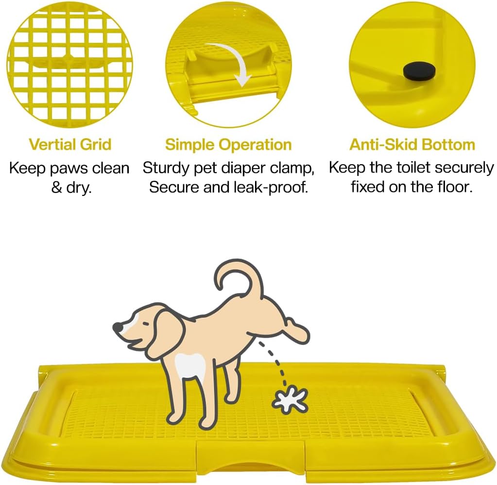 Dog toilet for Puppies and Small dogs, Durable plastic dog potty tray with Leak-proof design, Grid design, and Anti-slip bottom, Lightweight pet training tray for Indoor/Outdoor use 49 cm