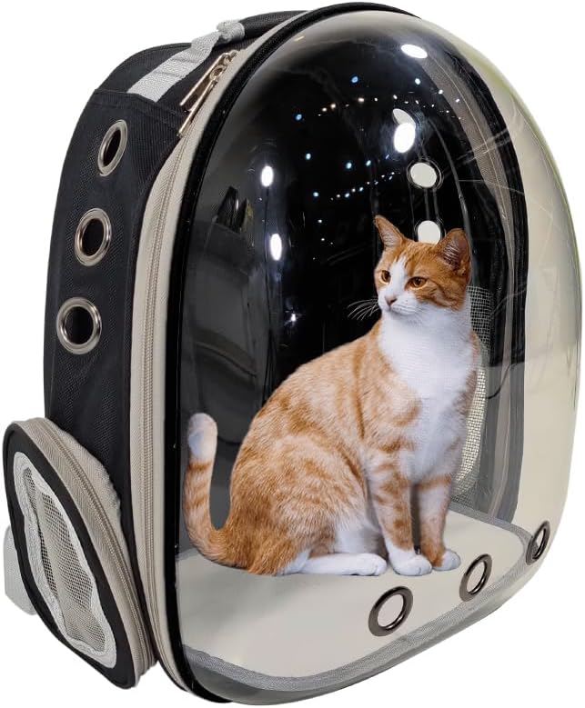 Pet backpack, Transparent breathable portable carrying bag, Airline-approved for cats and small dogs, Pet carrier designed for Travel, Hiking, and shopping outdoor
