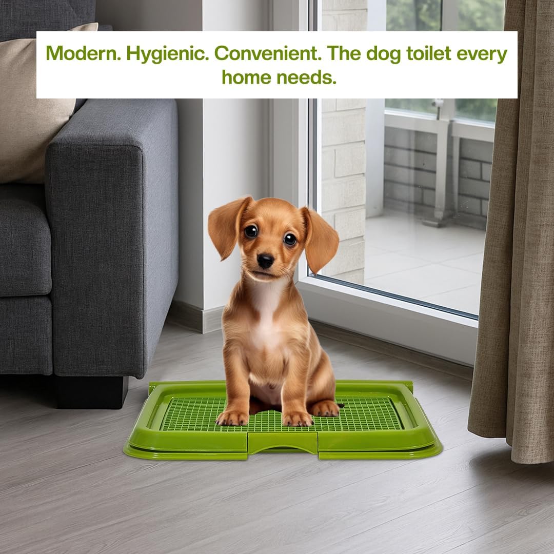 Dog toilet for Puppies and Small dogs, Durable plastic dog potty tray with Leak-proof design, Grid design, and Anti-slip bottom, Lightweight pet training tray for Indoor/Outdoor use 49 cm