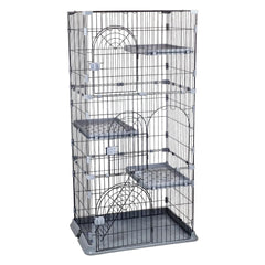 NNC PETS 3-Tier Large Cat Cage Playpen Kennel - 162cm Metal Wire Cat Crate House with 3-lockable Doors, Wide Platforms, Climbing Ladder & Leak-Proof Base - Easy to Assemble (Dark Grey, Large)