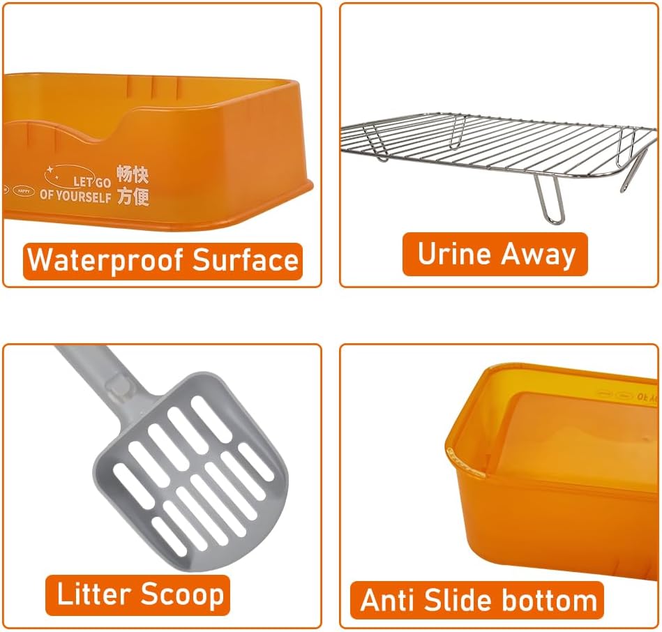 Dog training toilet for small to medium dogs, Detachable dog toilet with Shovel, Stainless steel grid, and Anti-slip pads, Suitable for indoor & outdoor, Leak-proof dog tray 52 cm