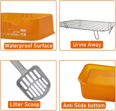 Dog training toilet for small to medium dogs, Detachable dog toilet with Shovel, Stainless steel grid, and Anti-slip pads, Suitable for indoor & outdoor, Leak-proof dog tray 52 cm